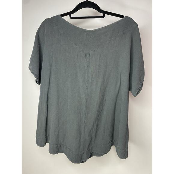 Oh My Gauze! Women's 2 US L/XL Gray Short Sleeve Cotton Gray Top V-Neck Boho - Picture 6 of 6